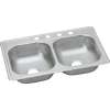 Classic D233225 Stainless Steel Double Bowl Top Mount Sink with 5 Faucet Holes in Satin
