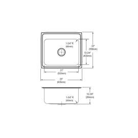 Gourmet Lustertone DLR2522105 Stainless Steel Single Bowl Top Mount Sink with 5 Faucet Holes in Lustrous Highlighted Satin