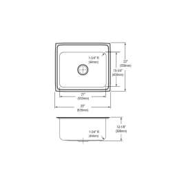 Gourmet Lustertone DLR2522125 Stainless Steel Single Bowl Top Mount Sink with 5 Faucet Holes in Lustrous Highlighted Satin