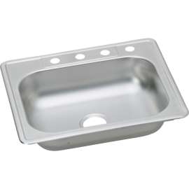 Stainless Steel Single Bowl Top Mount Sink with 2 Faucet Holes in Satin