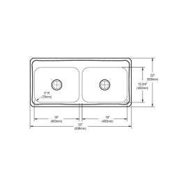 Gourmet Celebrity CR43225 Stainless Steel Double Bowl Top Mount Sink with 5 Faucet Holes in Brushed Satin