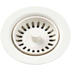 Polymer Drain Fitting with Removable Basket Strainer and Rubber Stopper in Parchment