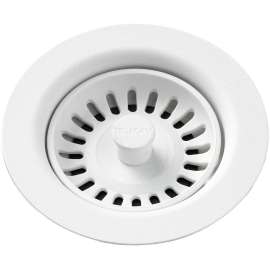 Polymer Drain Fitting with Removable Basket Strainer and Rubber Stopper in Ricotta