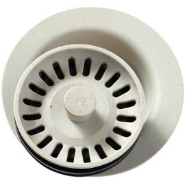 Polymer Disposal Flange with Removable Basket Strainer and Rubber Stopper in Bisque