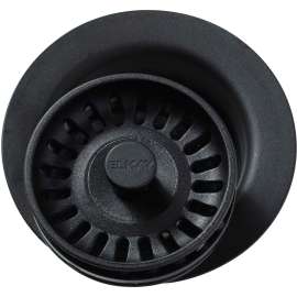 Polymer Disposal Flange with Removable Basket Strainer and Rubber Stopper in Caviar