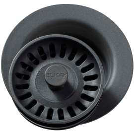 Polymer Disposal Flange with Removable Basket Strainer and Rubber Stopper in Charcoal