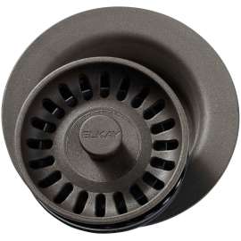 Polymer Disposal Flange with Removable Basket Strainer and Rubber Stopper in Chestnut