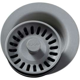 Polymer Disposal Flange with Removable Basket Strainer and Rubber Stopper in Greystone