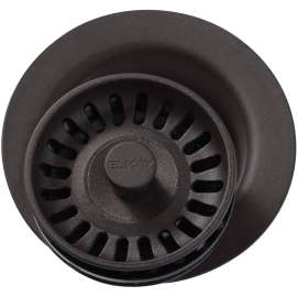Polymer Disposal Flange with Removable Basket Strainer and Rubber Stopper in Mocha