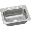 Classic DD125224 Stainless Steel Single Bowl Top Mount Sink with 4 Faucet Holes in Satin