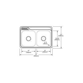 Stainless Steel Double Bowl Top Mount Sink with 4 Faucet Holes in Brushed Satin