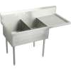 Weldbilt WNSF8230ROF2 Commercial Scullery Sink with 2 Faucet Holes in Buffed Satin
