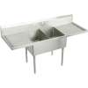 Weldbilt WNSF8254LROF2 Commercial Scullery Sink with 2 Faucet Holes in Buffed Satin
