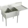 Weldbilt WNSF8260ROF2 Commercial Scullery Sink with 2 Faucet Holes in Buffed Satin