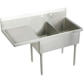 Weldbilt WNSF8248LOF4 Commercial Scullery Sink with 4 Faucet Holes in Buffed Satin