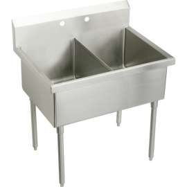 Weldbilt WNSF82484 Commercial Scullery Sink with 4 Faucet Holes in Buffed Satin