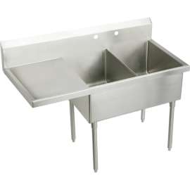 Weldbilt WNSF8254L4 Commercial Scullery Sink with 4 Faucet Holes in Buffed Satin