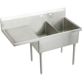 Sturdibilt SS8248L4 Commercial Scullery Sink with 4 Faucet Holes in Buffed Satin