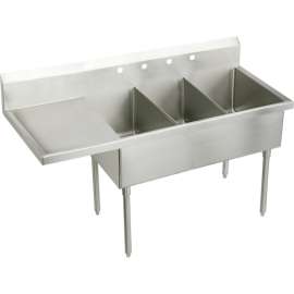 Weldbilt WNSF8354L6 Commercial Scullery Sink with 6 Faucet Holes in Buffed Satin