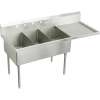 Sturdibilt SS8345R3 Commercial Scullery Sink with 3 Faucet Holes in Buffed Satin