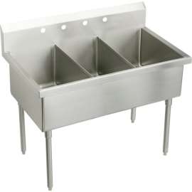 Weldbilt WNSF83723 Commercial Scullery Sink with 3 Faucet Holes in Buffed Satin