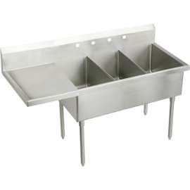 Weldbilt WNSF8372L3 Commercial Scullery Sink with 3 Faucet Holes in Buffed Satin