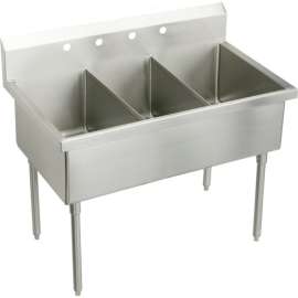 Weldbilt WNSF8354OF4 Commercial Scullery Sink with 4 Faucet Holes in Buffed Satin