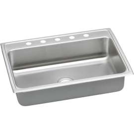 Gourmet Lustertone LRAD3122605 Stainless Steel Single Bowl Top Mount Sink with 5 Faucet Holes in Lustrous Highlighted Satin