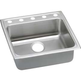 Gourmet Lustertone LRAD2222655 Stainless Steel Single Bowl Top Mount Sink with 5 Faucet Holes in Lustrous Highlighted Satin