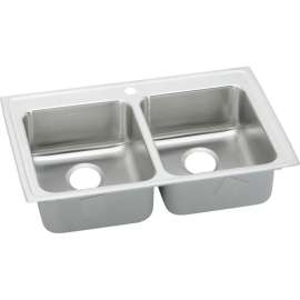 LRAD292255 Gourmet Lustertone Stainless Steel Double Bowl Top Mount Sink