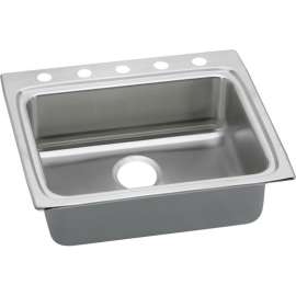 Gourmet Lustertone LRAD2522555 Stainless Steel Single Bowl Top Mount Sink with 5 Faucet Holes in Lustrous Highlighted Satin