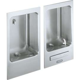 Wall Mount Fully Recessed Drinking Fountain wth Cuspidor in Stainless Steel