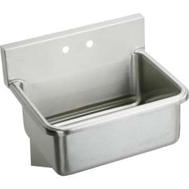EWS31202 Commercial Scrub Sink with 2 Faucet Holes in Buffed Satin