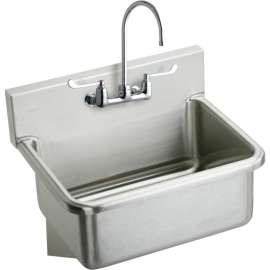Commercial Scrub Sink Package with 2 Faucet Holes in Buffed Satin