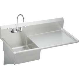 Commercial Service Sink Package with 2 Faucet Holes in Buffed Satin