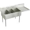 Weldbilt WNSF8354R2 Commercial Scullery Sink with 2 Faucet Holes in Buffed Satin