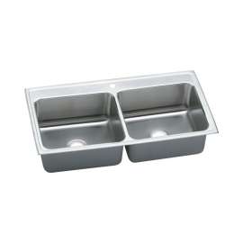 Lustertone Classic Stainless Steel 43-In Drop-In Kitchen Sink Kit With Kitchen Sink, Faucet, Strainer, Disposer Strainer, Drain Installation Kit