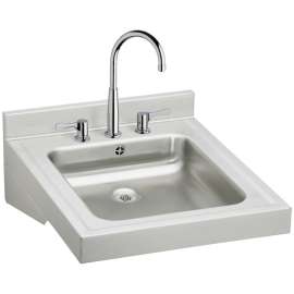 Commercial Lavatory Sink Package with 3 Faucet Holes in Buffed Satin