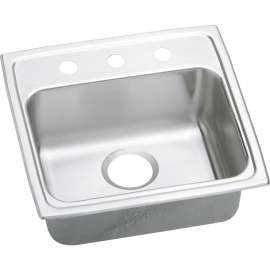 Stainless Steel Single Bowl Top Mount Sink with 2 Faucet Holes in Lustrous Highlighted Satin