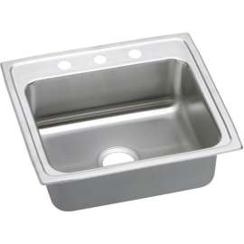 Gourmet Lustertone LRAD2219403 Stainless Steel Single Bowl Top Mount Sink with 3 Faucet Holes in Lustrous Highlighted Satin