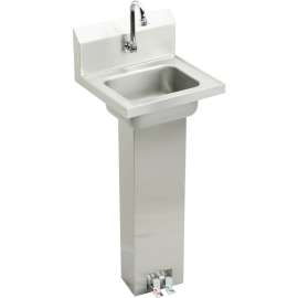 CHSP1716C Commercial Stainless Steel Handwash Sink Package with Single Faucet Hole in Buffed Satin