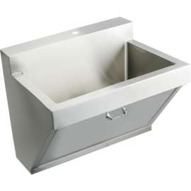 Commercial Scrub Sink with Single Faucet Hole in Buffed Satin