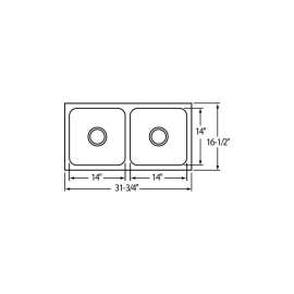 Gourmet Lustertone ELUH3116 Stainless Steel Double Bowl Undermount Sink in Lustrous Highlighted Satin