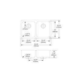 Gourmet Lustertone ELUH3118 Stainless Steel Double Bowl Undermount Sink in Lustrous Highlighted Satin