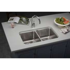 Gourmet Lustertone ELUH311810 Stainless Steel Double Bowl Undermount Sink in Lustrous Highlighted Satin