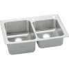 Gourmet Lustertone LGR3322S2 Stainless Steel Double Bowl Top Mount Sink with 2 Faucet Holes in Lustrous Highlighted Satin