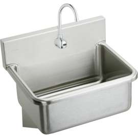 EWS3120SACMC Commercial Scrub Sink Package with Single Faucet Hole in Buffed Satin