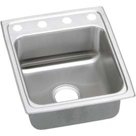 Gourmet Lustertone LRAD172065OS4 Stainless Steel Single Bowl Top Mount Sink with OS4 Faucet Holes in Lustrous Highlighted Satin