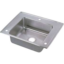 Lustertone DRKAD282255R Stainless Steel Single Bowl Top Mount Sink with 3 Faucet Holes in Lustrous Highlighted Satin