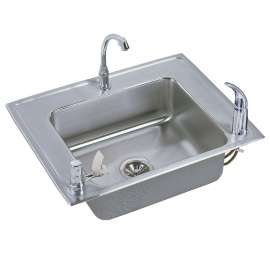 Lustertone DRKAD282255LC Stainless Steel Single Bowl Top Mount Sink and Faucet Kit with 3 Faucet Holes in Lustrous Highlighted Satin